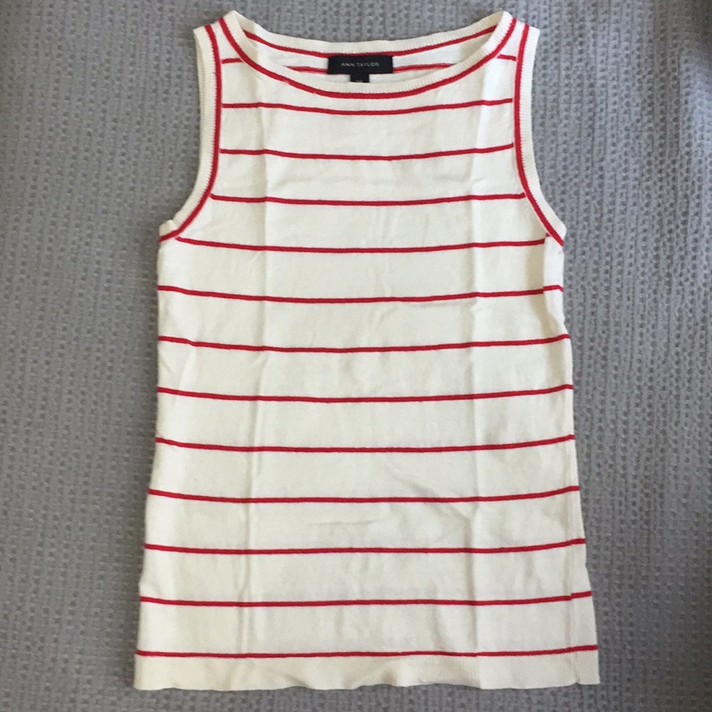 Striped boatneck sleeveless sweater